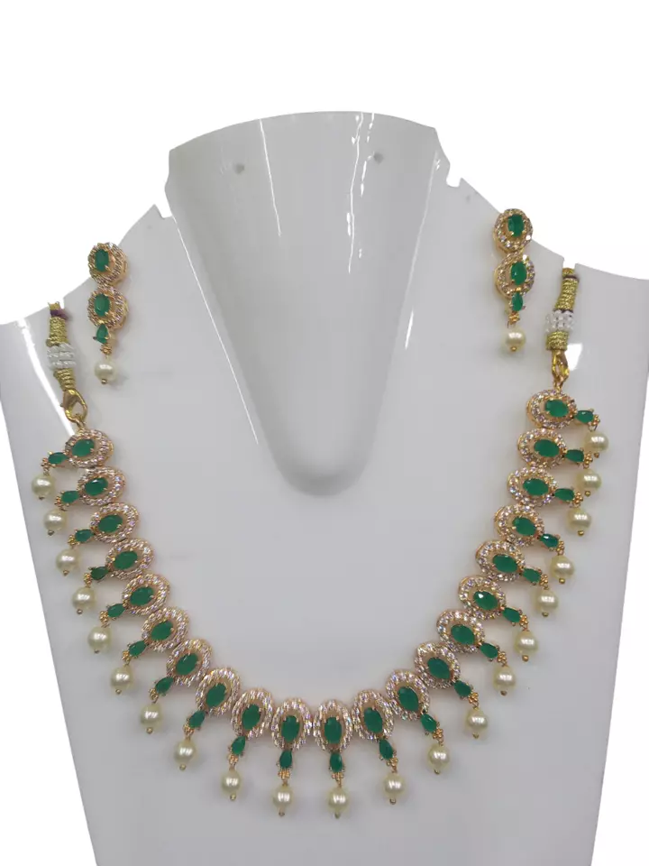 Women Necklace Indian Jewelry Earrings Bollywood Bridal AD Set Gold Plated By Kalra Creations