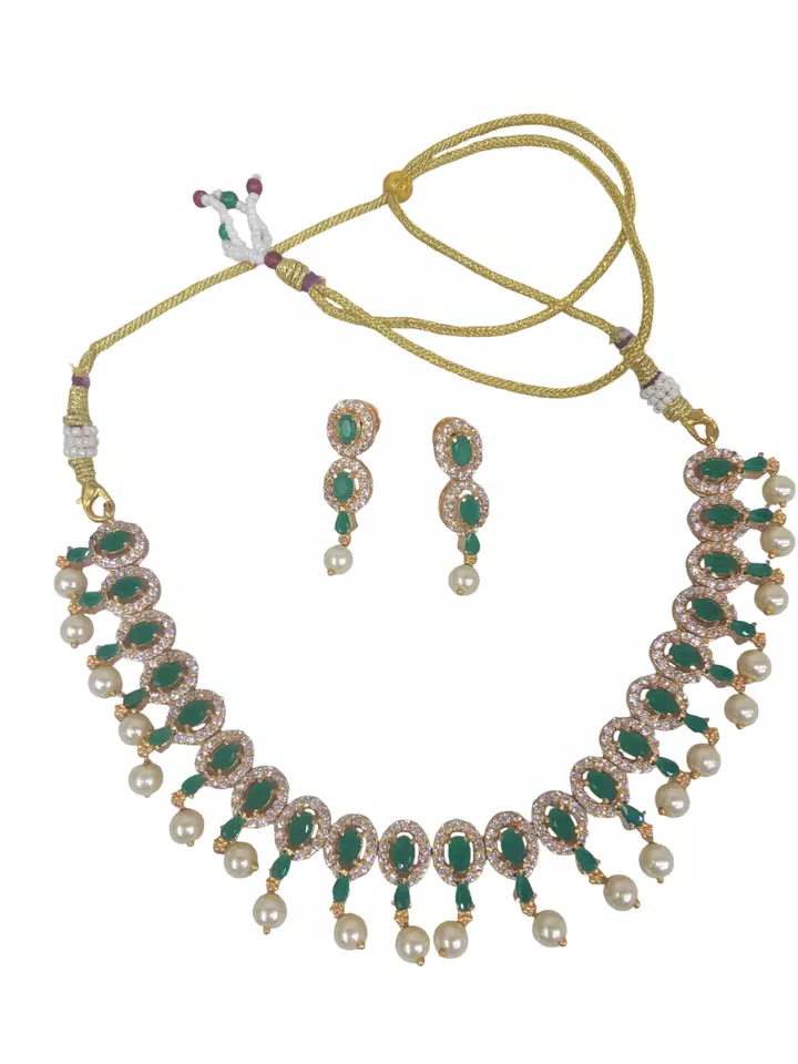 Women Necklace Indian Jewelry Earrings Bollywood Bridal AD Set Gold Plated By Kalra Creations
