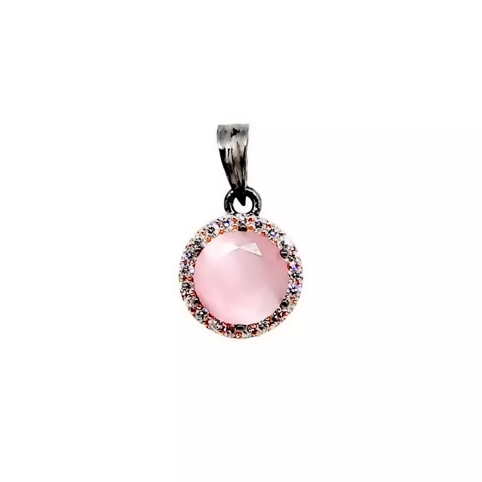 Women Pendant With Top Indian Bollywood Silver Plated Oxidised Pink Stone Copper By Kalra Creations