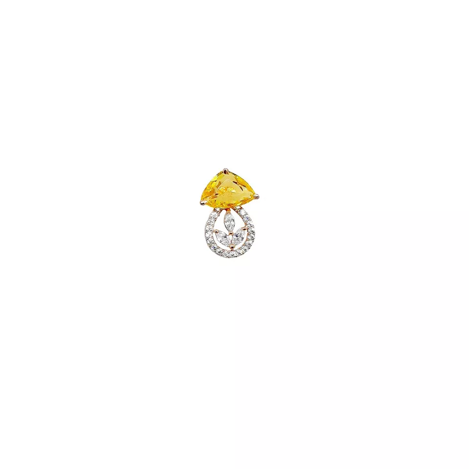 Women Gold Plated Pink Stone Copper Pendant With Tops Earrings Combo Jewelery AD By Kalra Creations