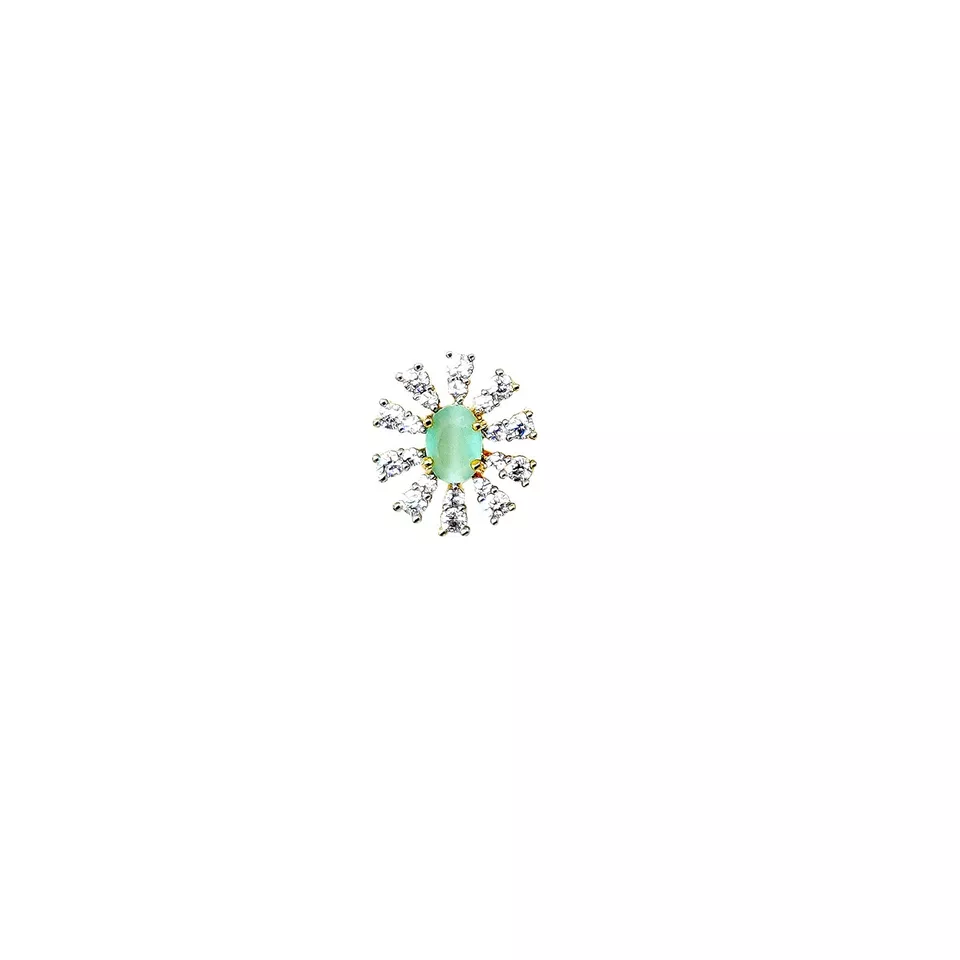 Women Gold Plated Green Stone Copper Pendant With Tops Earrings Combo Jewelery By Kalra Creations