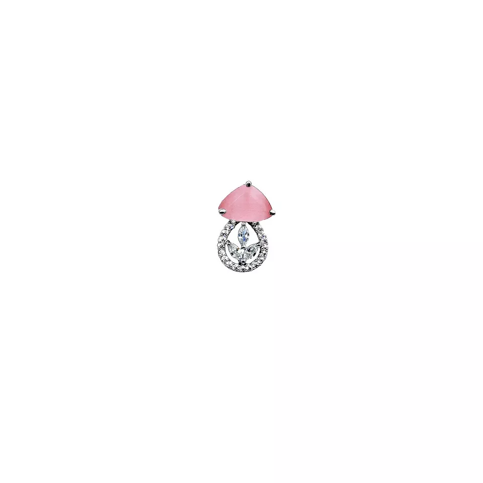 Women Silver Plated White Stone Copper Pendant with Tops Earrings Combo Jewelery By Kalra Creations