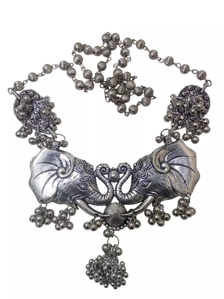 Women Silver Oxidised Brass Necklace Pendant Women and Girl's By Kalra Creations