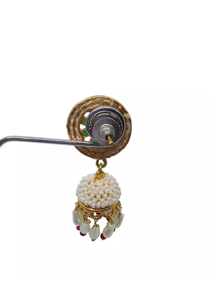 Women Kundan Polki Girls Earrings Indian Bollywood Gold Plated Valentine's Day Gift By Kalra Creations
