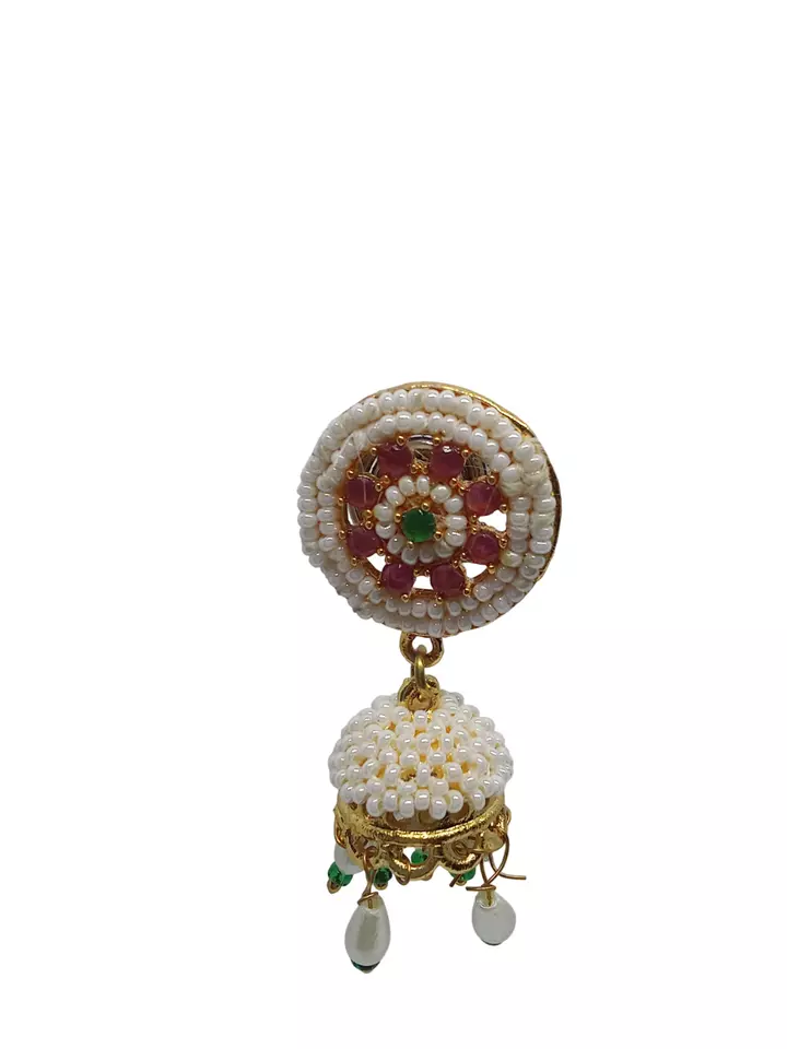 Women Kundan Polki Earrings Valentine's Day Gift Indian Gold Plated Bollywood By Kalra Creations