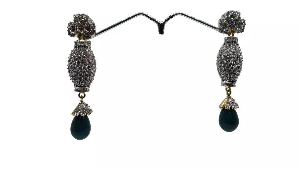 Women Gold Plated Bridal Jewelry Indian CZ Earring AD Diamond By Kalra Creations
