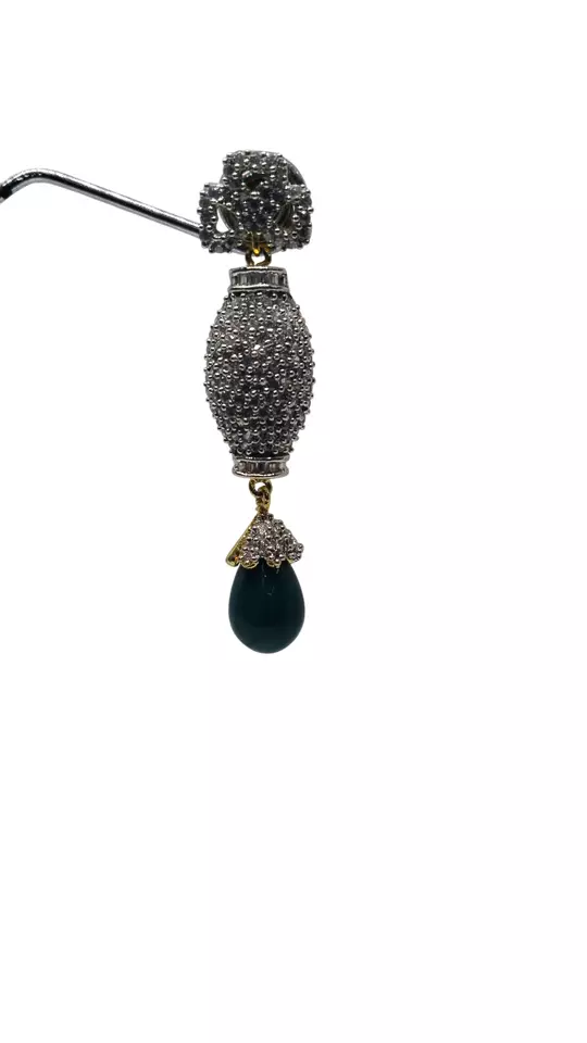 Women Gold Plated Bridal Jewelry Indian CZ Earring AD Diamond By Kalra Creations