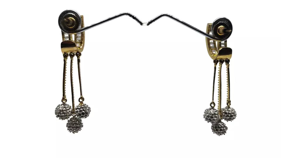 Women Bollywood Style Bridal Jewelry Indian Gold CZ Earring AD Earrings Diamond By Kalra Creations