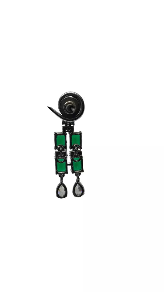 Women Indian Bollywood Style Bridal Jewelry CZ AD Earrings Diamond By Kalra Creations