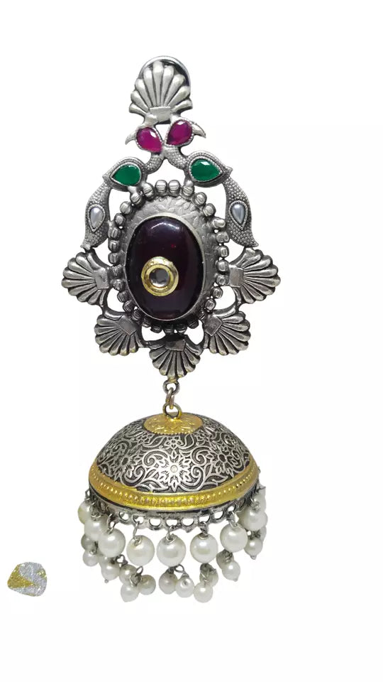 Women Jewelry Indian Silver Oxidised Women Bollywood Bridal Brass Earrings By Kalra Creations