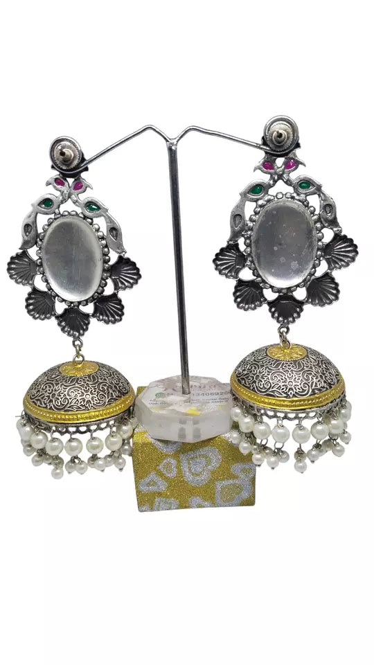 Women Jewelry Indian Silver Oxidised Women Bollywood Bridal Brass Earrings By Kalra Creations