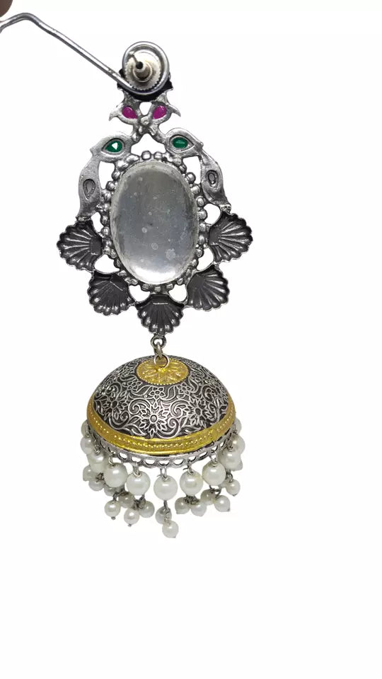 Women Jewelry Indian Silver Oxidised Women Bollywood Bridal Brass Earrings By Kalra Creations