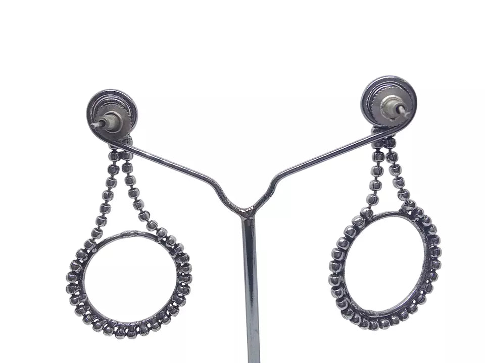 Women Earrings Jewelry Indian Style Bridal Brass Silver Oxidised Earrings By Kalra Creations