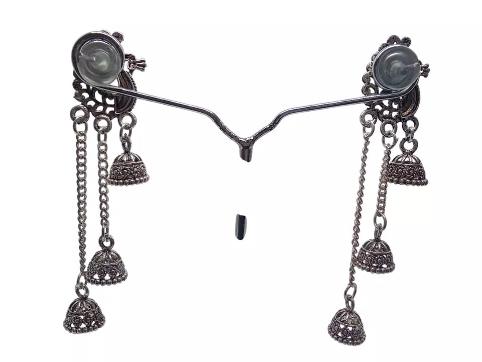 Women Earrings Brass Earrings Jewelry Indian Bollywood Style Bridal Silver Oxidised By Kalra Creations