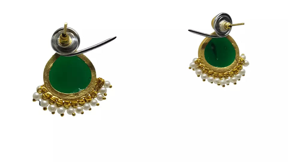 Women Jewelry Indian Earrings Bollywood Style Bridal Brass Stone Earrings By Kalra Creations