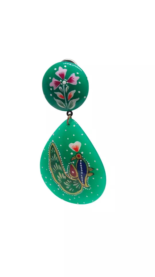 Women Jewelry Indian Gold Tone Green Stone Bollywood Style Bridal Brass Earrings By Kalra Creations