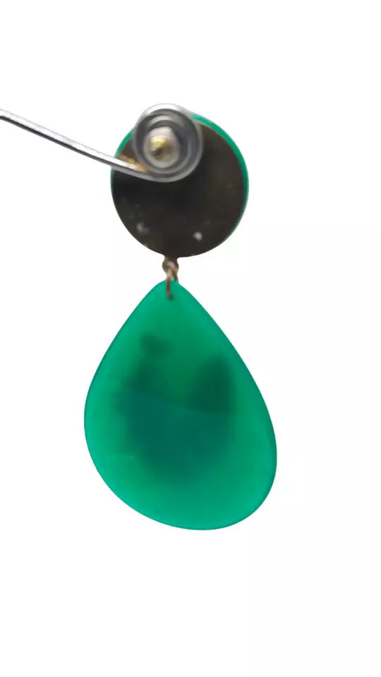 Women Jewelry Indian Gold Tone Green Stone Bollywood Style Bridal Brass Earrings By Kalra Creations
