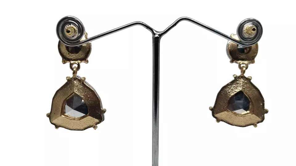 Women Jewelry Indian Rose Gold Tone Stone Bollywood Style Bridal Brass Earrings By Kalra Creations