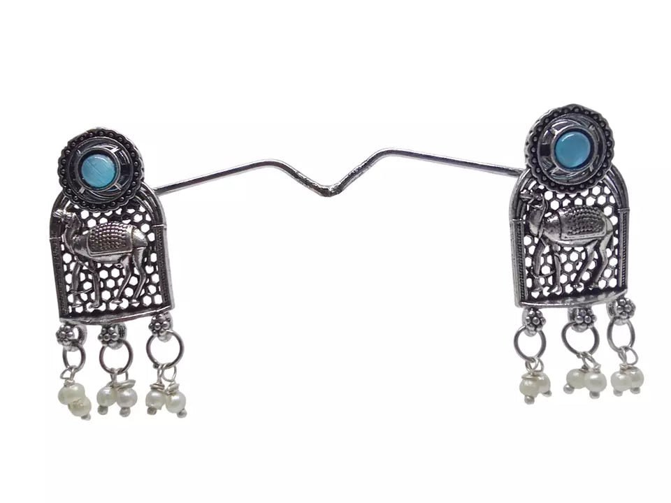 Women Jewelry Indian Earrings Bollywood Style Bridal Brass Blue Stone Earrings By Kalra Creations