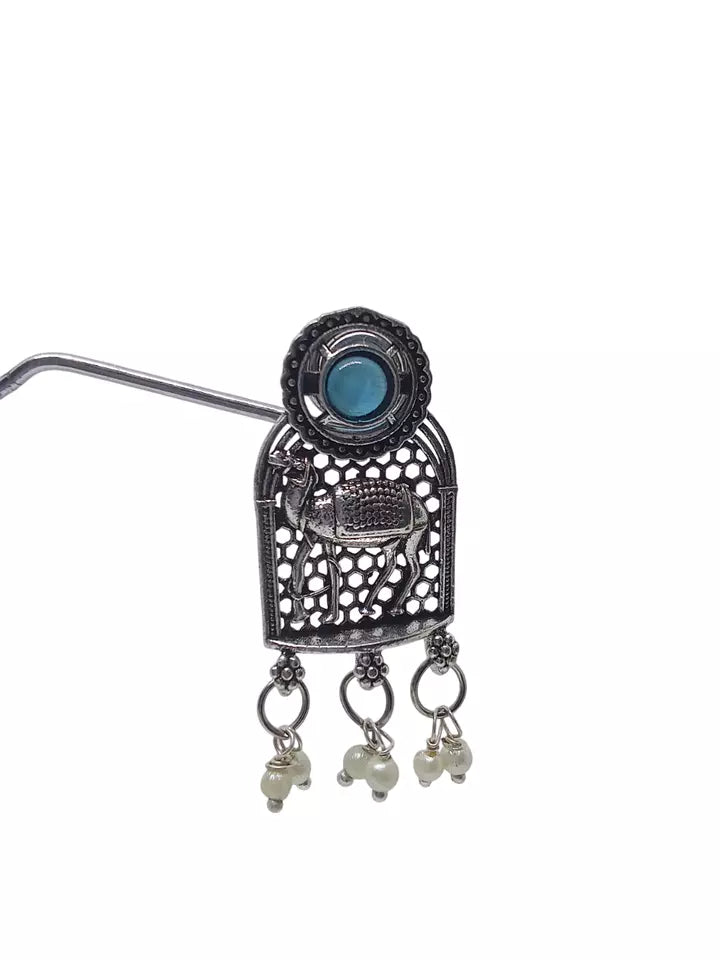 Women Jewelry Indian Earrings Bollywood Style Bridal Brass Blue Stone Earrings By Kalra Creations