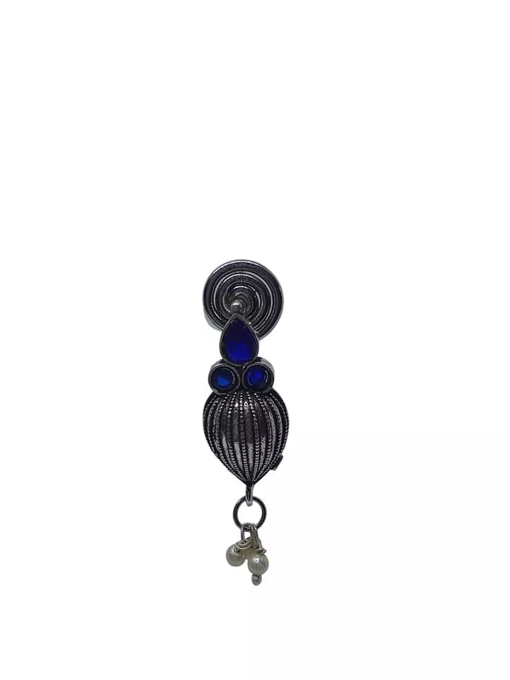 Women Earrings Jewelry Indian Bollywood Style Bridal Brass Blue Stone Earrings By Kalra Creations