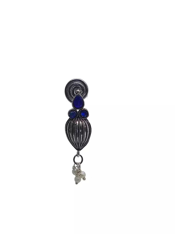 Women Earrings Jewelry Indian Bollywood Style Bridal Brass Blue Stone Earrings By Kalra Creations