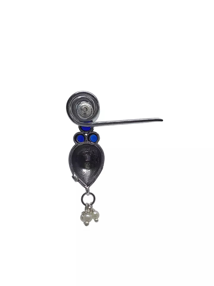 Women Earrings Jewelry Indian Bollywood Style Bridal Brass Blue Stone Earrings By Kalra Creations