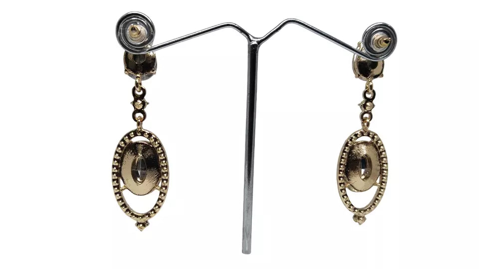 Women Jewelry Indian Rose Gold Tone Stone Bollywood Style Bridal Brass Earrings By kalra Creations