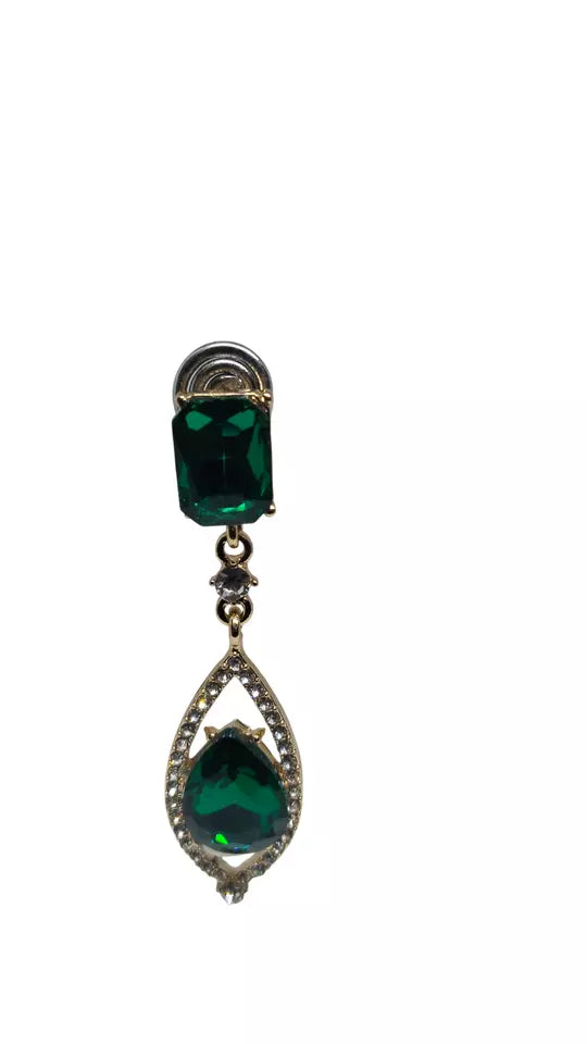 Women Jewelry Indian Rose Gold Green Stone Bollywood Style Bridal Brass Earrings By Kalra Creations