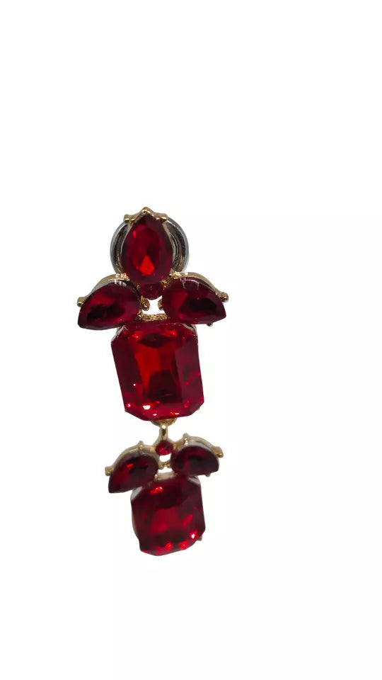 Women Jewelry Indian Rose Gold Red Stone Bollywood Style Bridal Brass Earrings By Kalra Creations