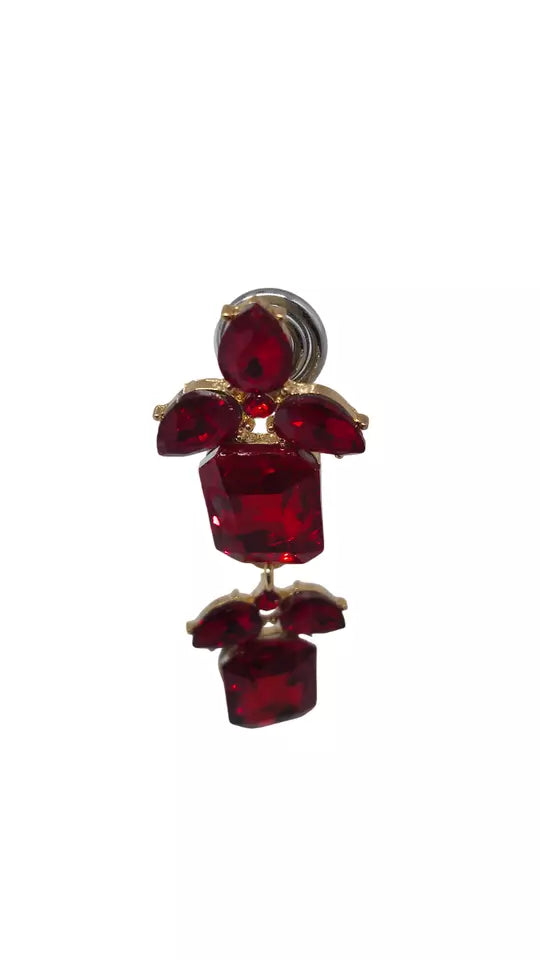 Women Jewelry Indian Rose Gold Red Stone Bollywood Style Bridal Brass Earrings By Kalra Creations
