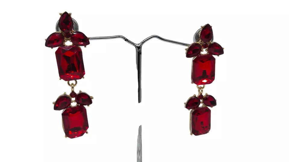 Women Jewelry Indian Rose Gold Red Stone Bollywood Style Bridal Brass Earrings By Kalra Creations