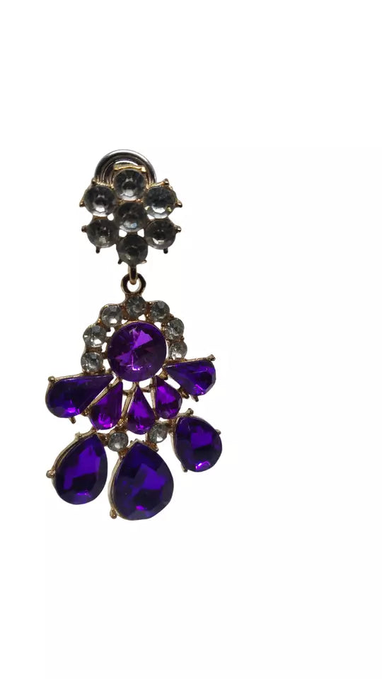 Women Jewelry Indian Purple Stone Women Bollywood Style Bridal Brass Earrings By Kalra Creations