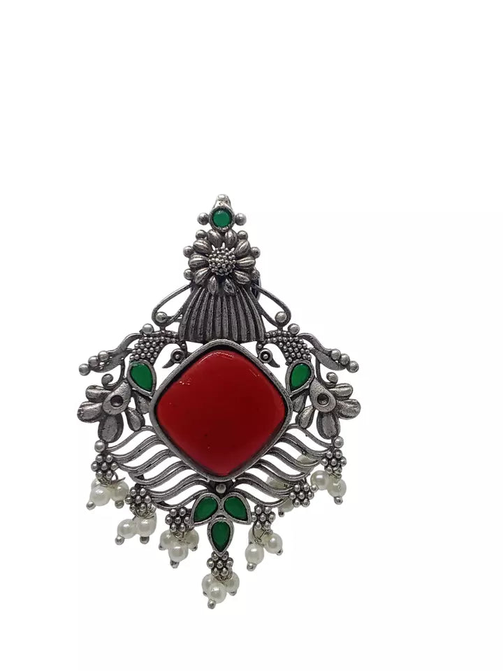 Women Earrings Red Tops Jewelry Indian Bollywood Style Bridal Brass Earrings By Kalra Creations