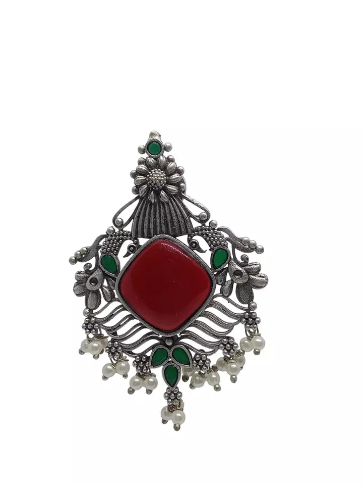 Women Earrings Red Tops Jewelry Indian Bollywood Style Bridal Brass Earrings By Kalra Creations