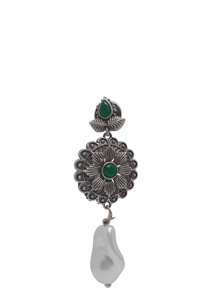 Women Jewelry Indian Earrings Bollywood Style Bridal Brass Green Stone Earrings By Kalra Creations