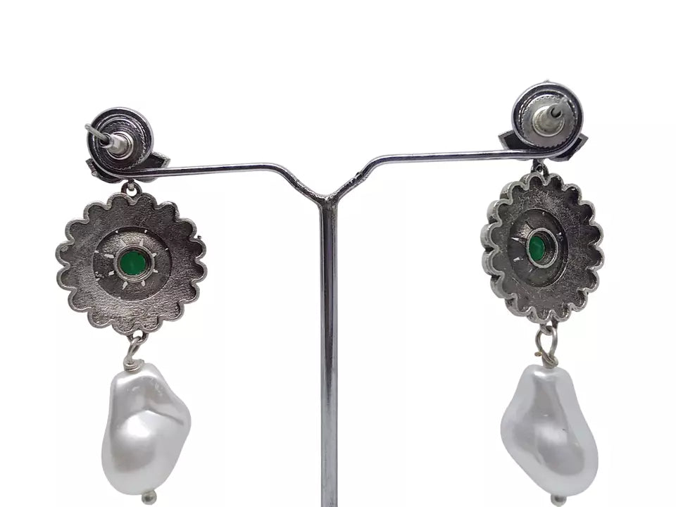 Women Jewelry Indian Earrings Bollywood Style Bridal Brass Green Stone Earrings By Kalra Creations