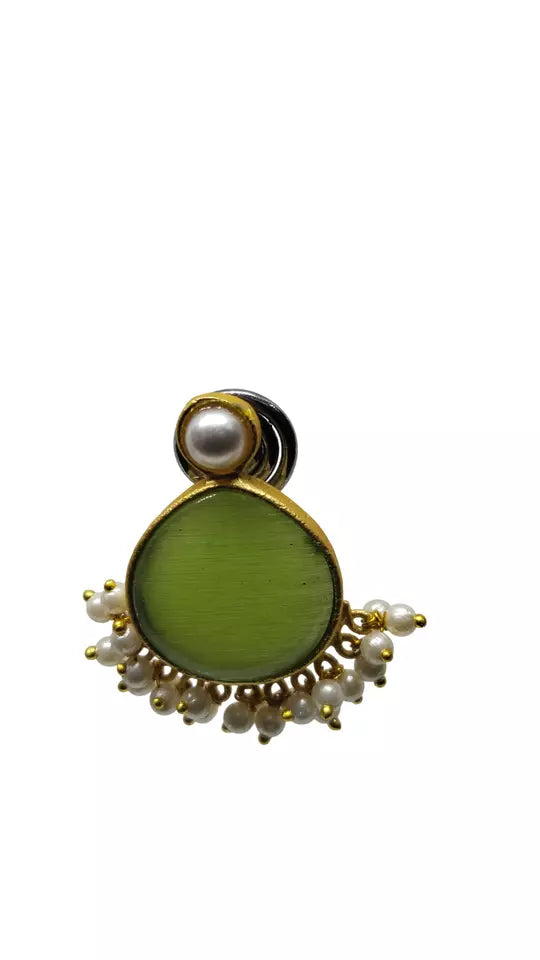 Women Jewelry Indian Earrings Bollywood Style Bridal Brass Green Stone Earrings By Kalra Creations