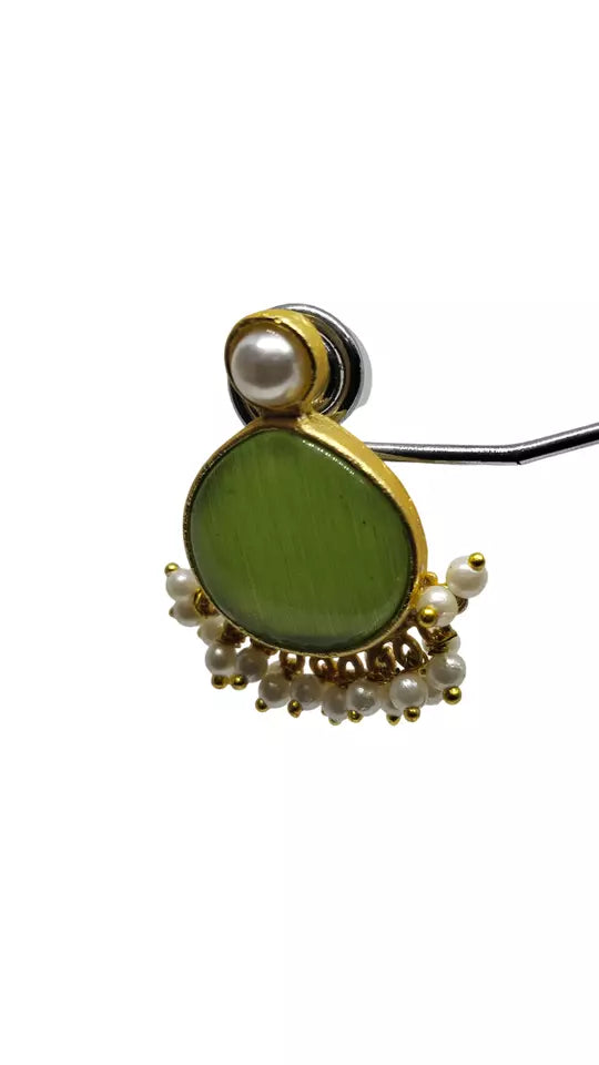 Women Jewelry Indian Earrings Bollywood Style Bridal Brass Green Stone Earrings By Kalra Creations