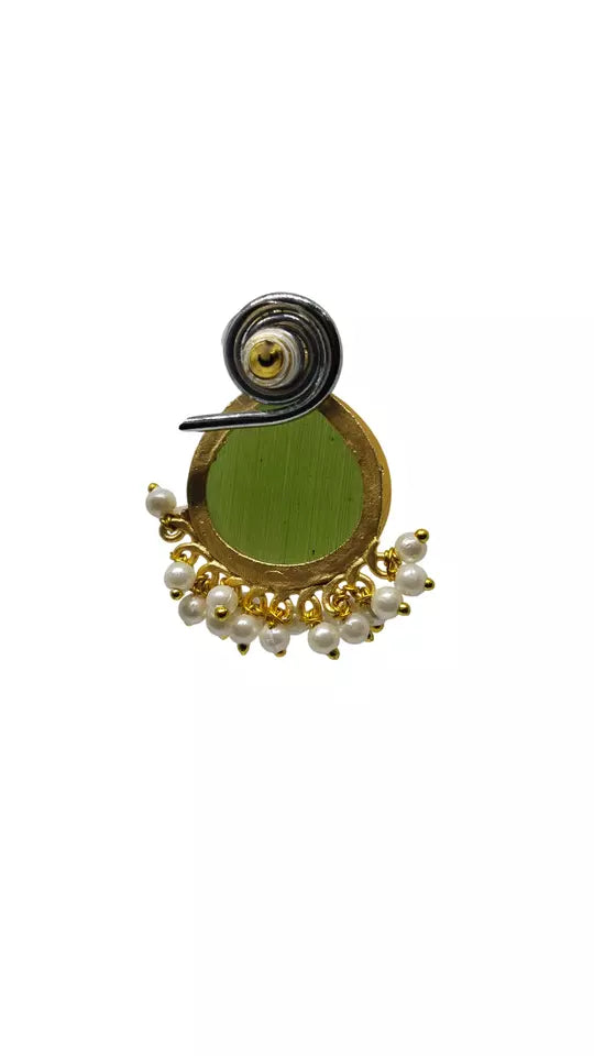 Women Jewelry Indian Earrings Bollywood Style Bridal Brass Green Stone Earrings By Kalra Creations