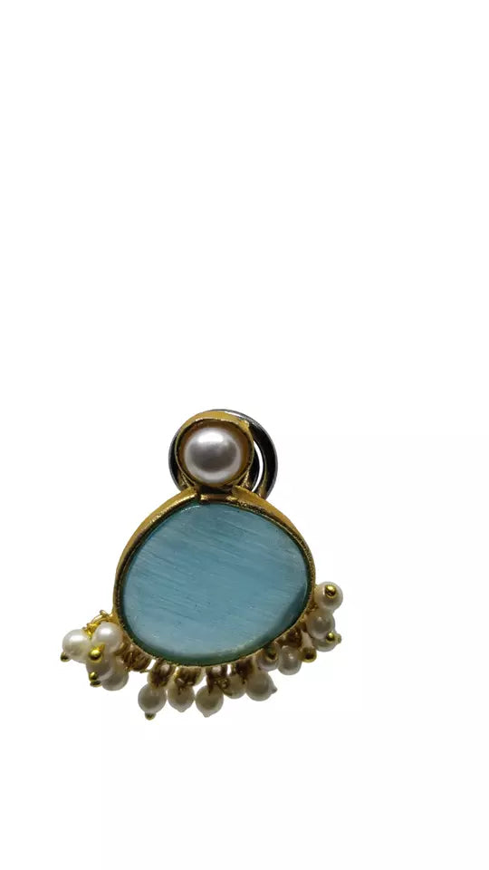 Women Jewelry Indian Earrings Bollywood Sky Blue Style Bridal Brass Earrings By Kalra Creations