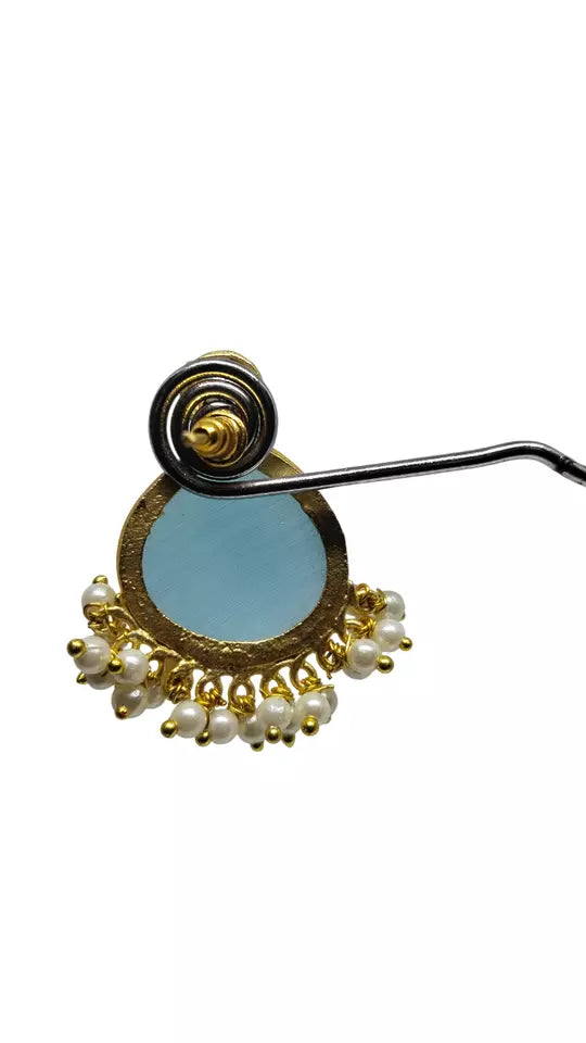 Women Jewelry Indian Earrings Bollywood Sky Blue Style Bridal Brass Earrings By Kalra Creations