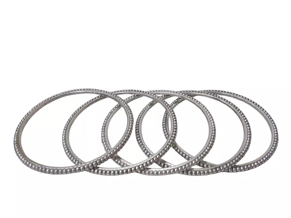 Women Brass Silver Oxidised Bracelet Bangles Brass Rajasthani 5 Pcs Size 2.4 By Kalra Creations