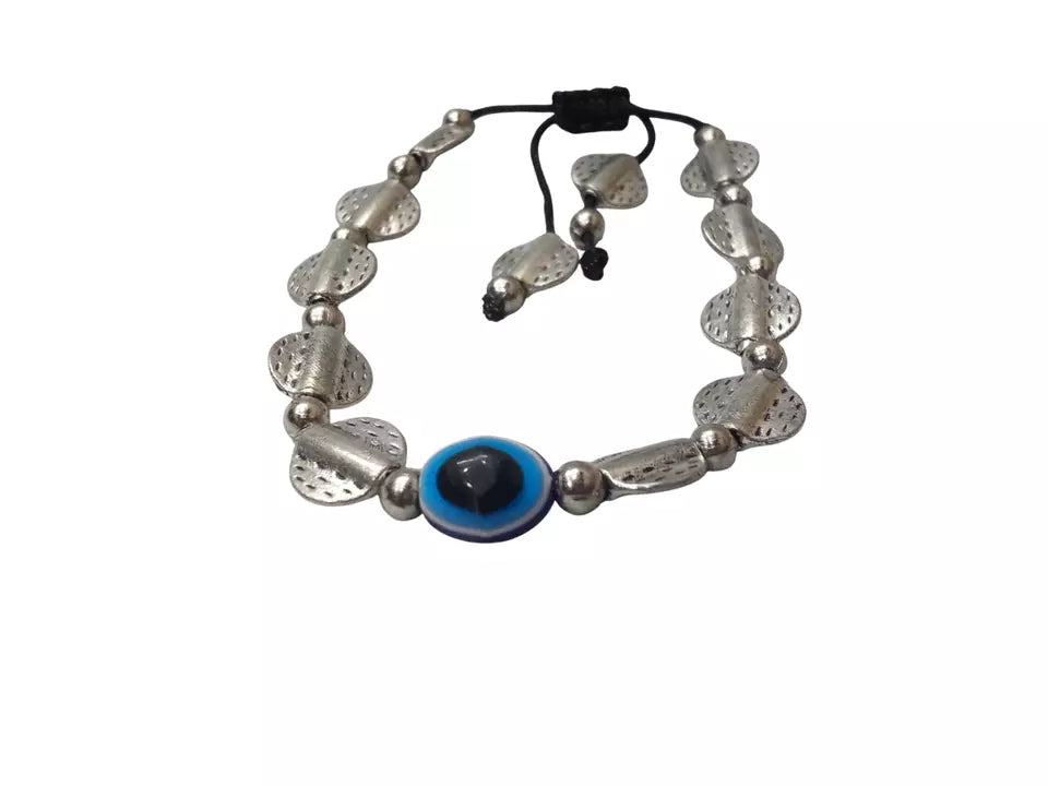 Womens Evil Eye Handmade Bracelet Black Beads Evil Eye Bracelet Adjustable By Kalra Creations