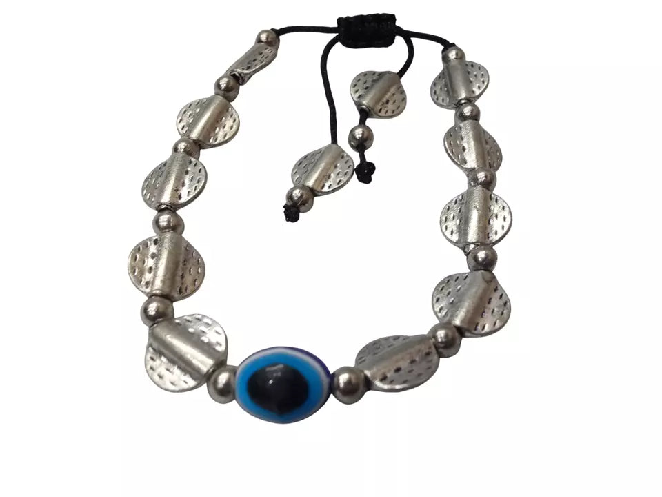 Womens Evil Eye Handmade Bracelet Black Beads Evil Eye Bracelet Adjustable By Kalra Creations