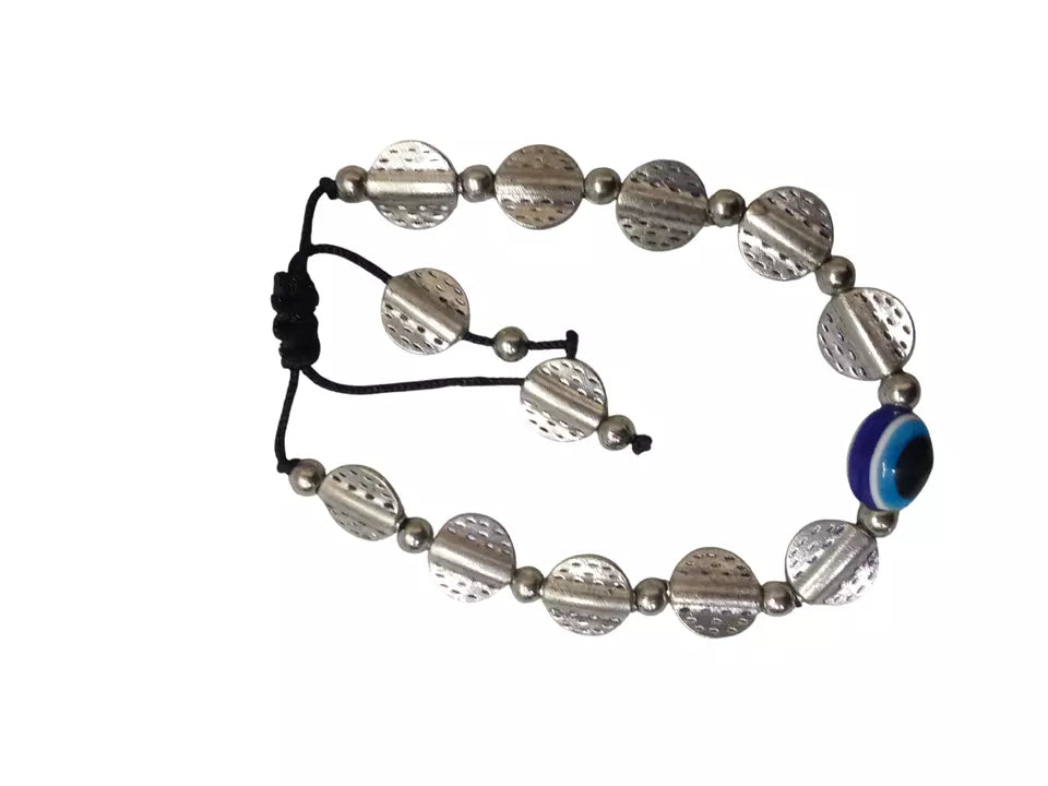 Womens Evil Eye Handmade Bracelet Black Beads Evil Eye Bracelet Adjustable By Kalra Creations