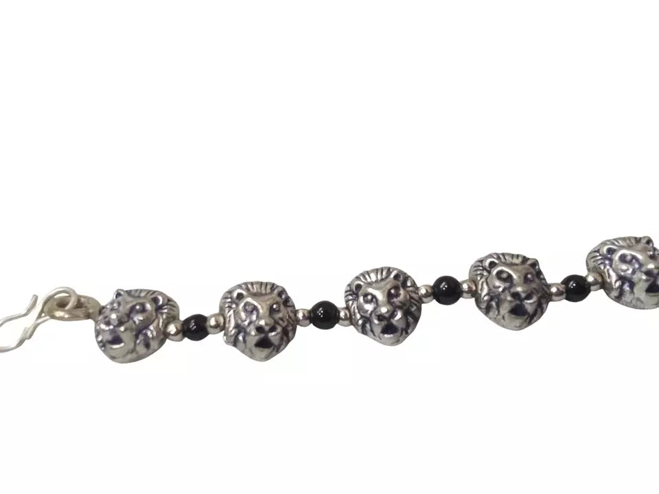 Womens Brass Bracelet Black Beads Bracelet Adjustable Brass By Kalra Creations