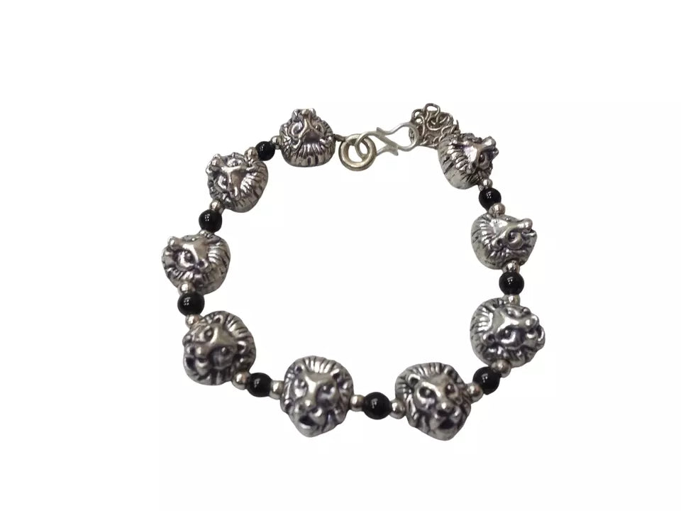 Womens Brass Bracelet Black Beads Bracelet Adjustable Brass By Kalra Creations