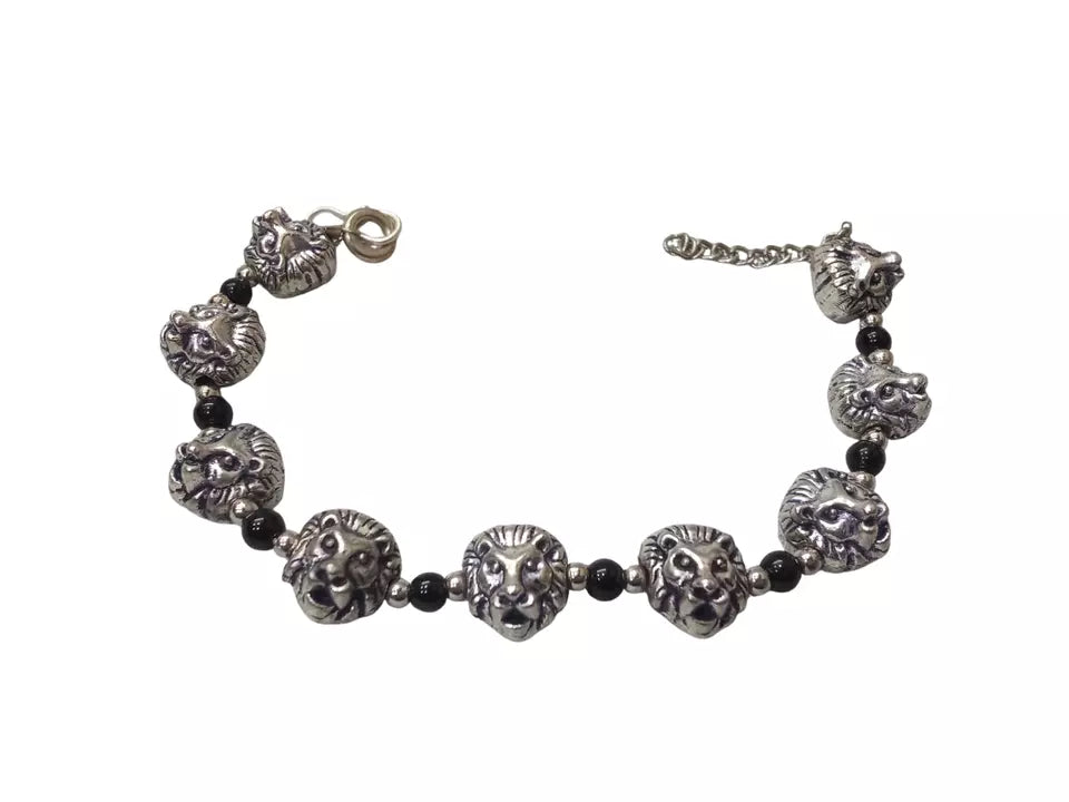 Womens Brass Bracelet Black Beads Bracelet Adjustable Brass By Kalra Creations