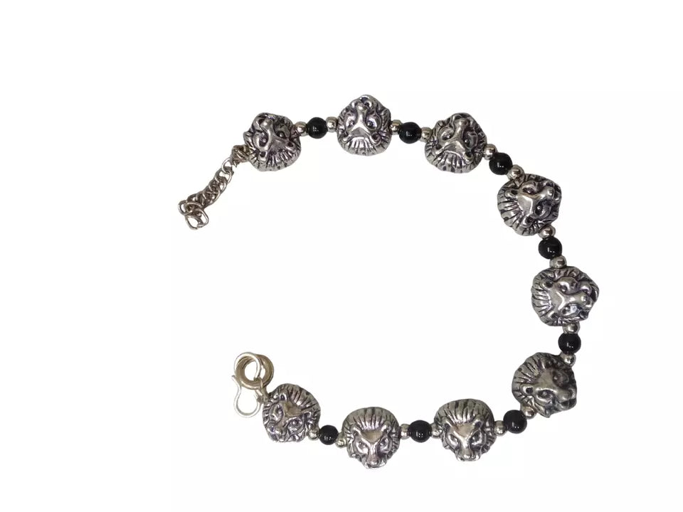 Womens Brass Bracelet Black Beads Bracelet Adjustable Brass By Kalra Creations